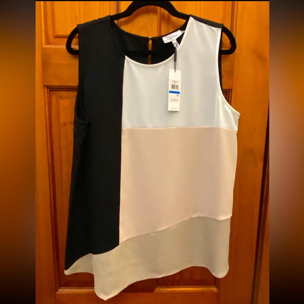 🆕 Calvin Klein CK Women's Sleeveless Colorblock Cami Camisole Blouse XL 16 - Picture 3 of 13